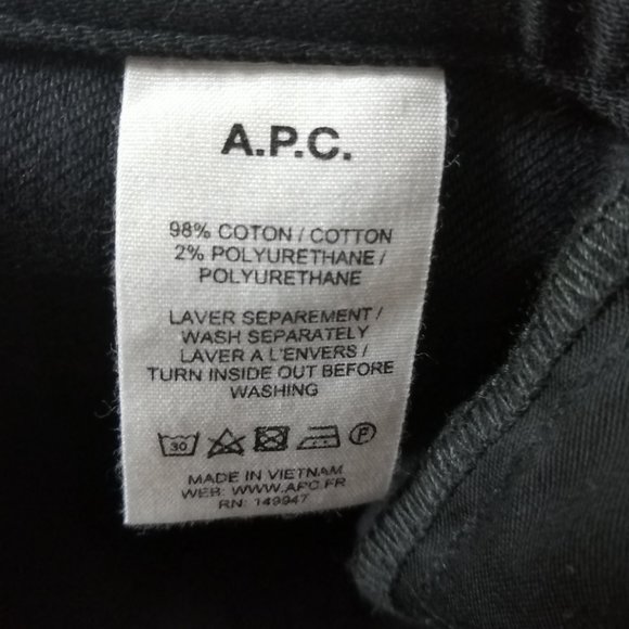 BNWT A. P. C Men's Pants Black Size 31W × 37L - Picture 6 of 6